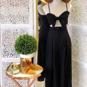 Wide leg tie jumpsuit